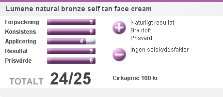 Lumene natural bronze self tan face cream_betyg